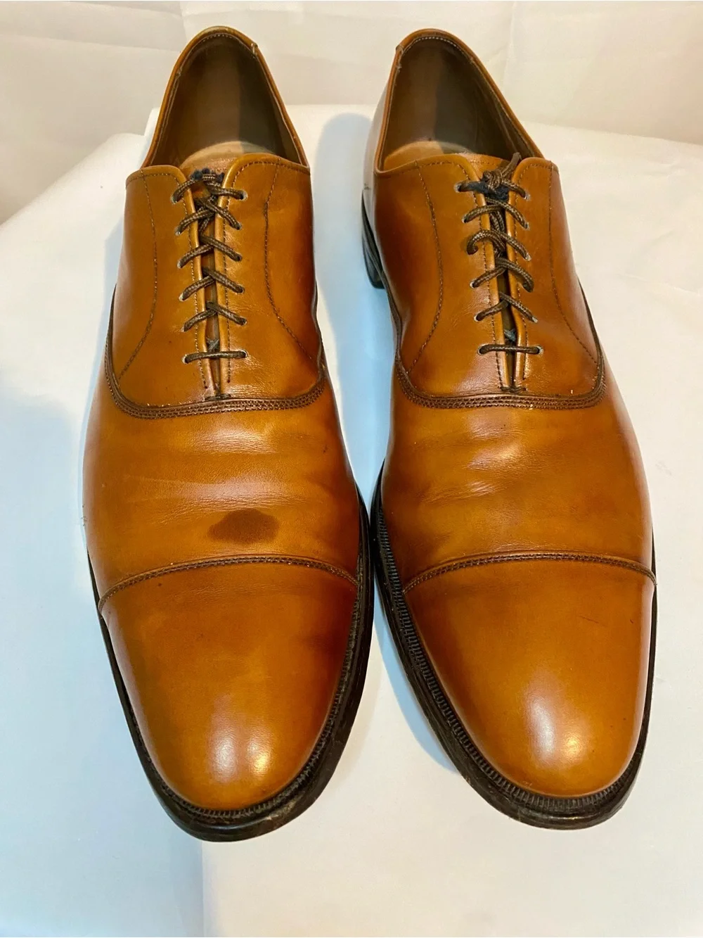 Men’s Park Avenue Allen Edmonds Cognac Brown Cap-Toe Oxfords